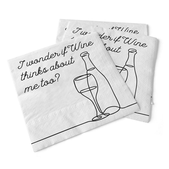 I Wonder If Wine Things About Me Too | Beverage Napkins