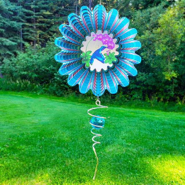Animated Blue Hummingbird W/ Crystal LG Spinner Set