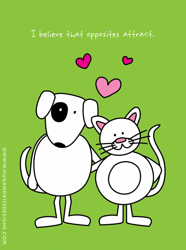 I believe that opposites attract | Hug & Kiss Card