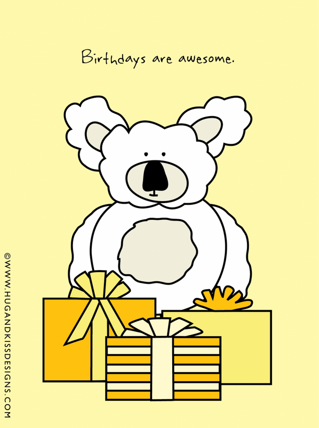 Birthdays are awesome | Hug & Kiss Card