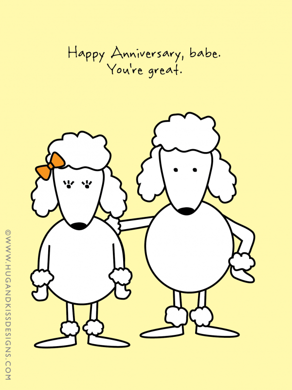 Happy Anniversary, babe. You’re great | Hug & Kiss Card