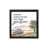 Sunsets Pickup Trucks Dirt Roads | Wood Sign