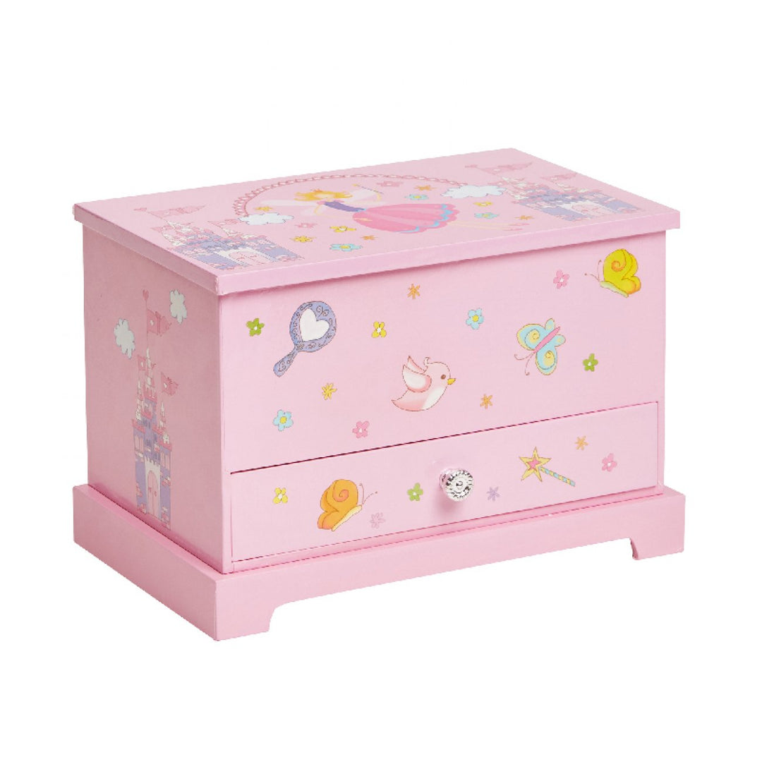 Mele &amp; Co Kerri jewelry box open, showing mirror and fairy figurine