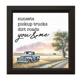 Sunsets Pickup Trucks Dirt Roads | Wood Sign