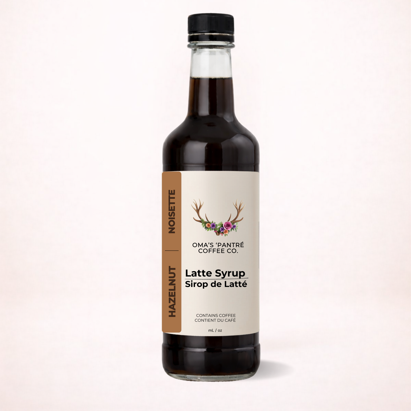 Oma's Pantrē Hazelnut Latte Syrup 16oz bottle