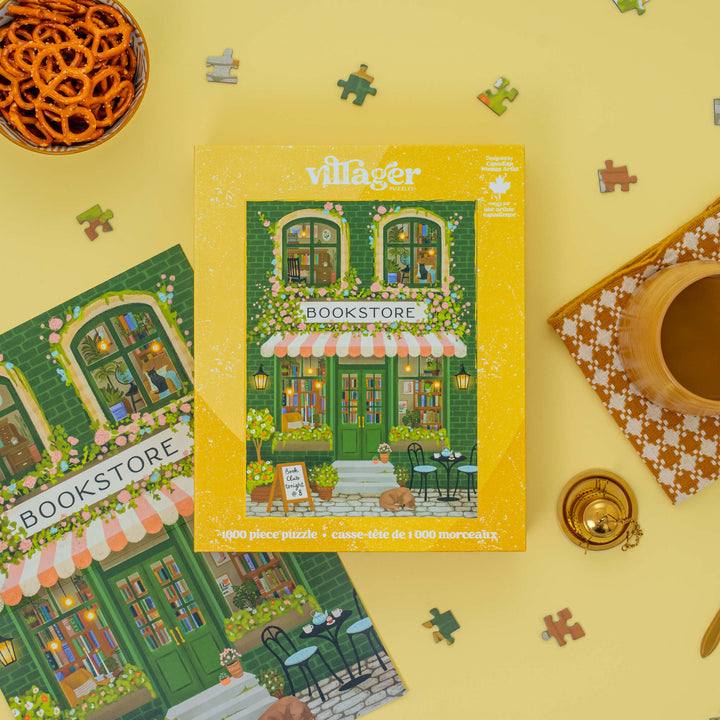 Emerald Bookstore 1000 piece puzzle by Tara Younggren for Villager Puzzles