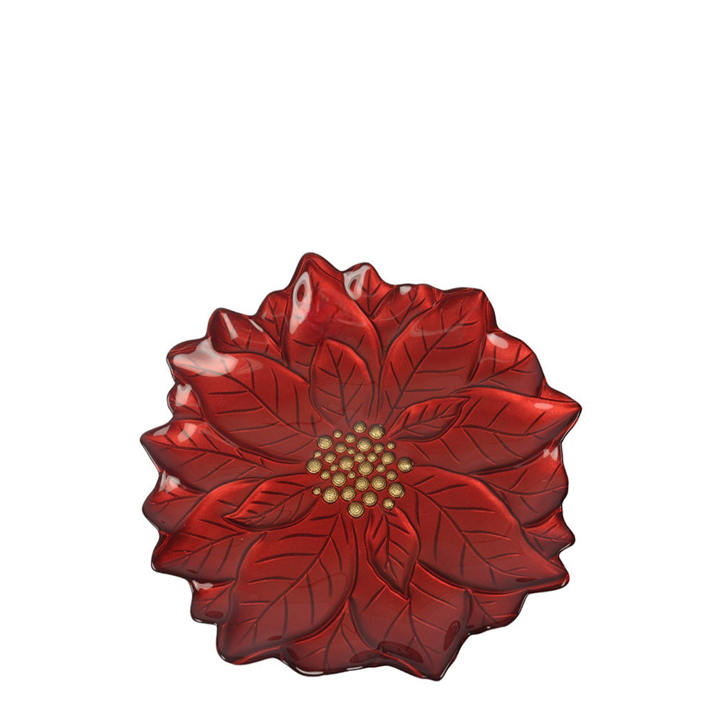 Poinsettia Glass Plate 23cm | Red