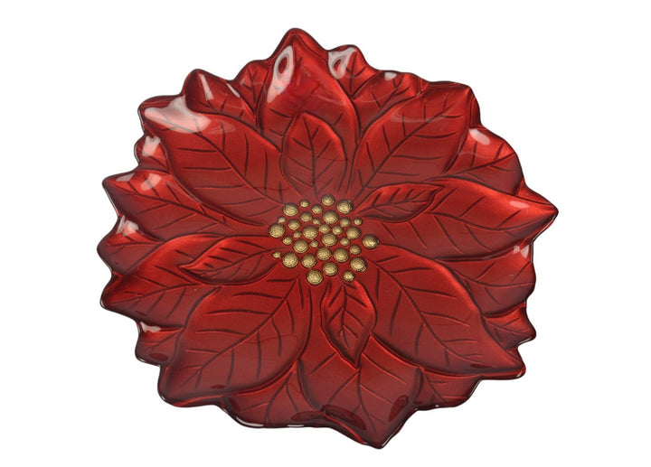 Poinsettia Glass Plate 23cm | Red
