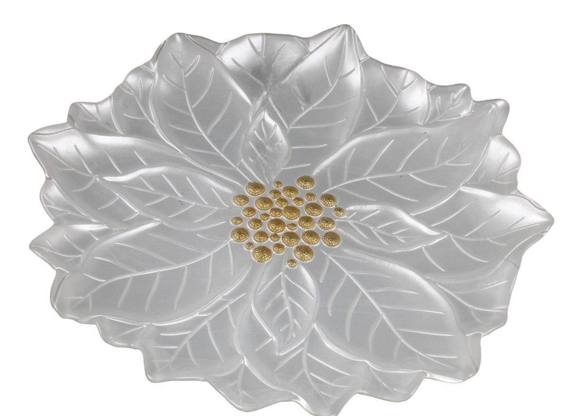Poinsettia Glass Plate 23cm | White