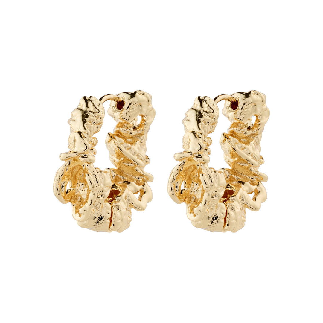 ACT recycled textured hoop earrings gold-plated