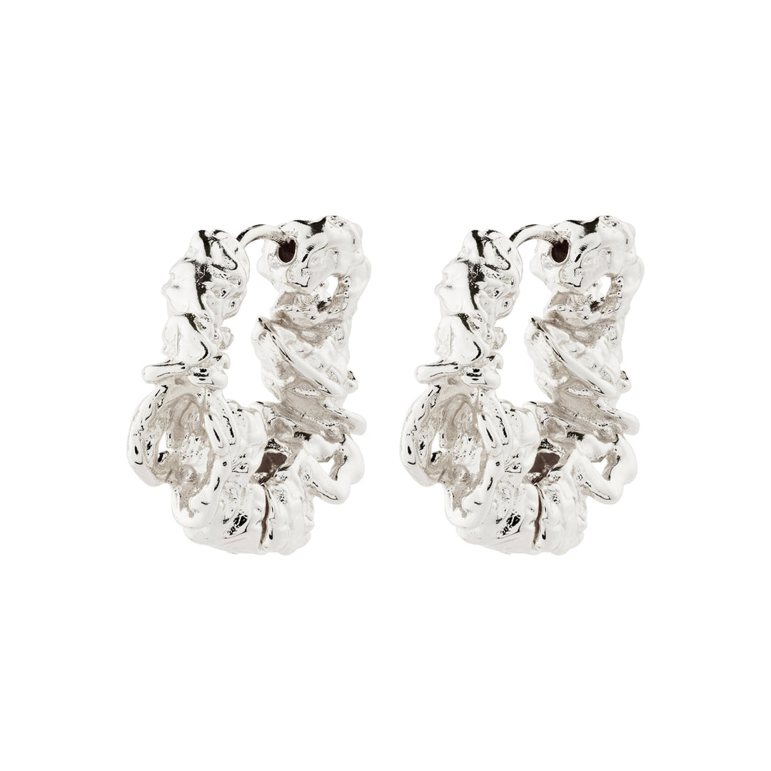 ACT recycled textured hoop earrings silver-plated