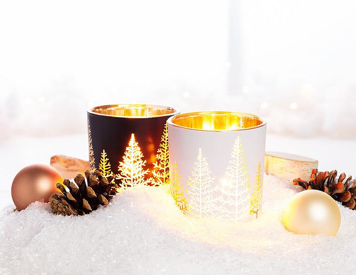 Large White &amp; Gold Tree Tealight Holder, lifestyle view