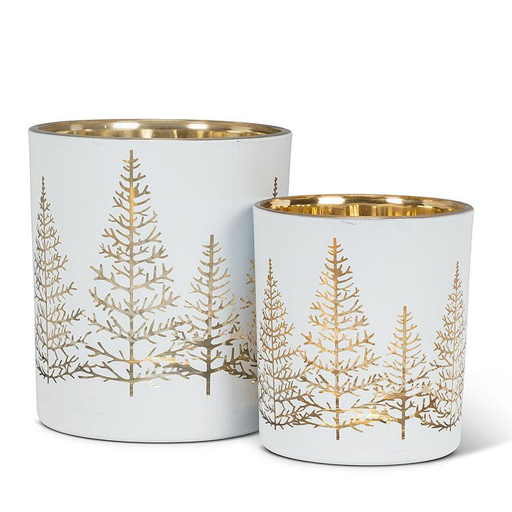 Small White &amp; Gold Tree Tealight Holder, detail view