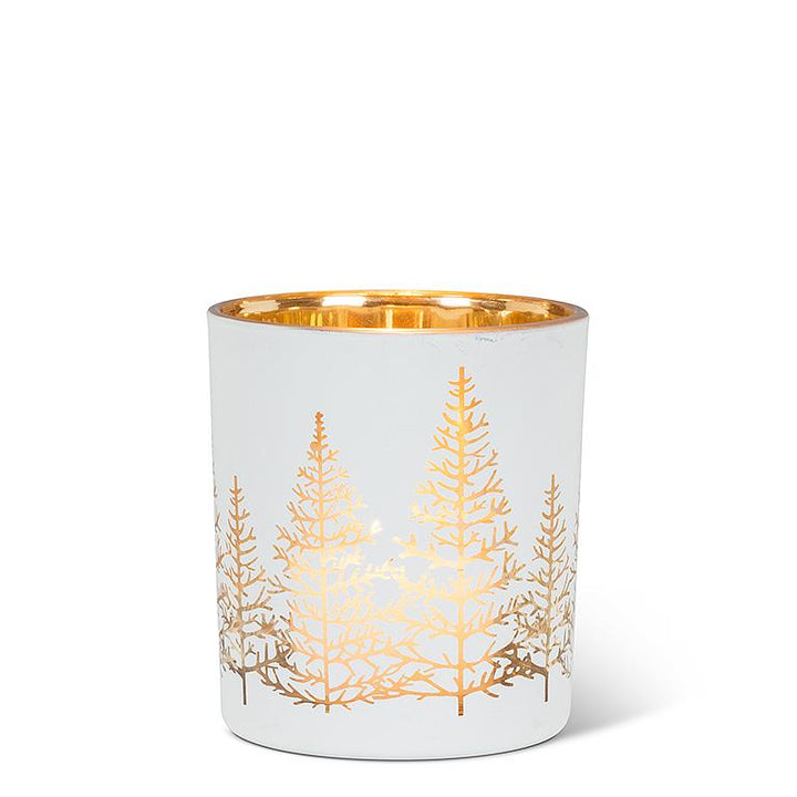 Small White &amp; Gold Tree Tealight Holder