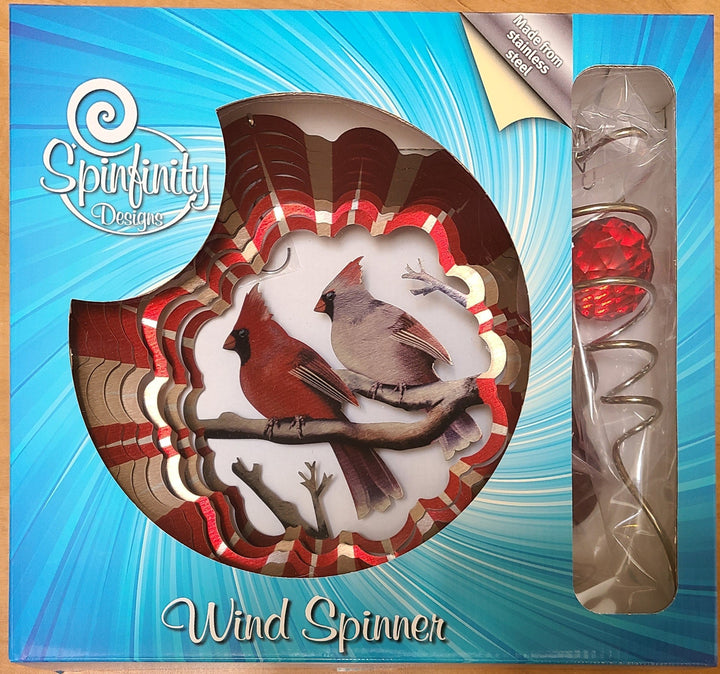 Cardinals w/Crystal - Large Set | Wind Spinner
