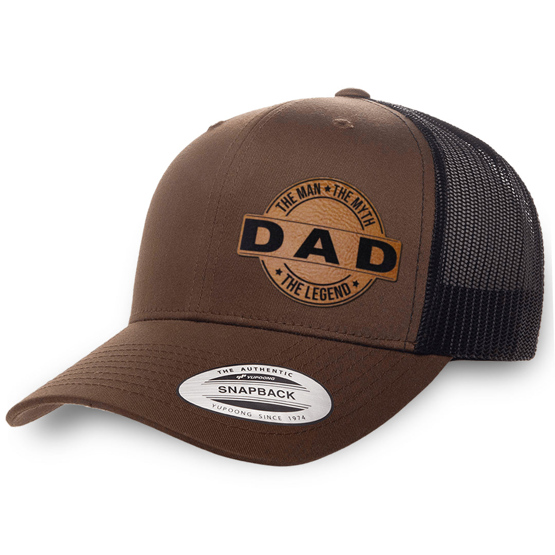 Brown / Black leather patch hat - Dad