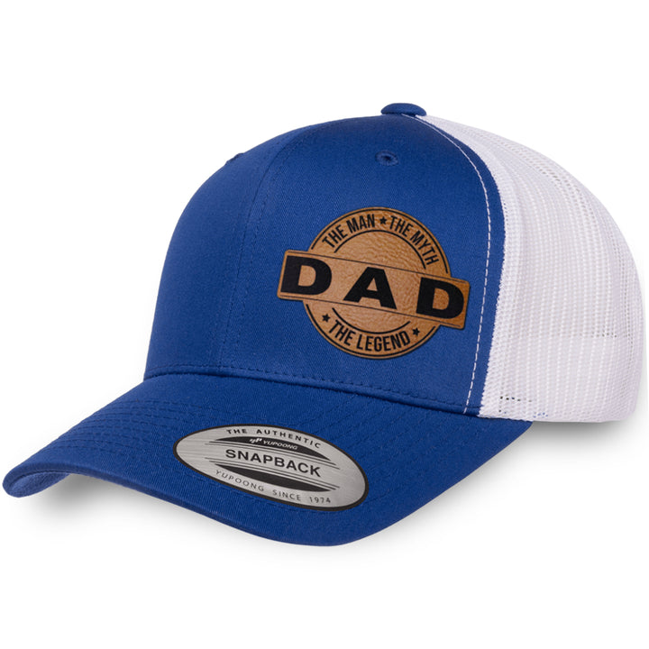Royal Blue / White leather patch hat - Dad