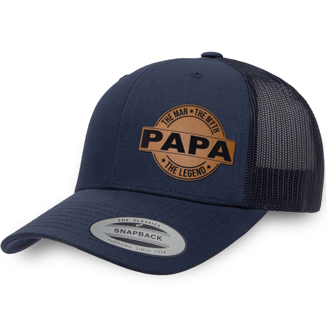 Navy / Navy leather patch hat - Papa