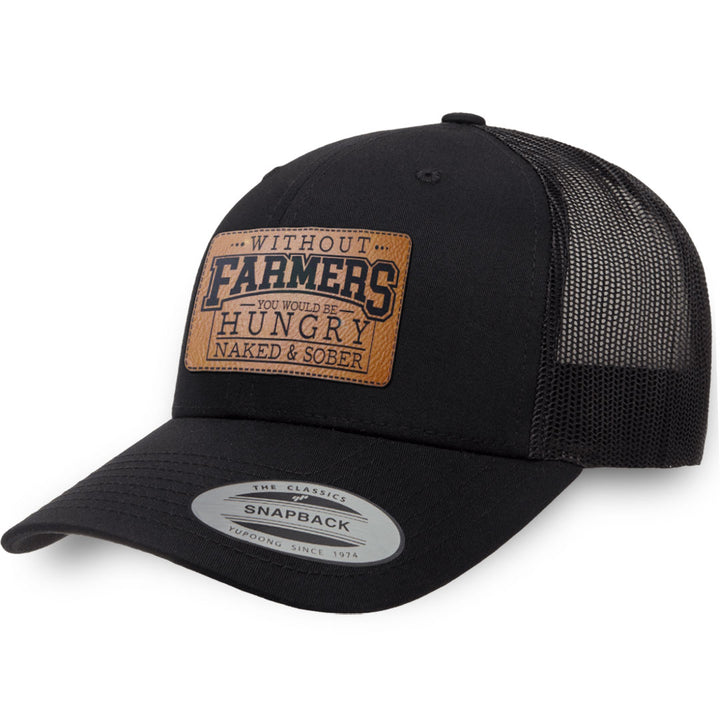 Black / Black leather patch hat - Without Farmers
