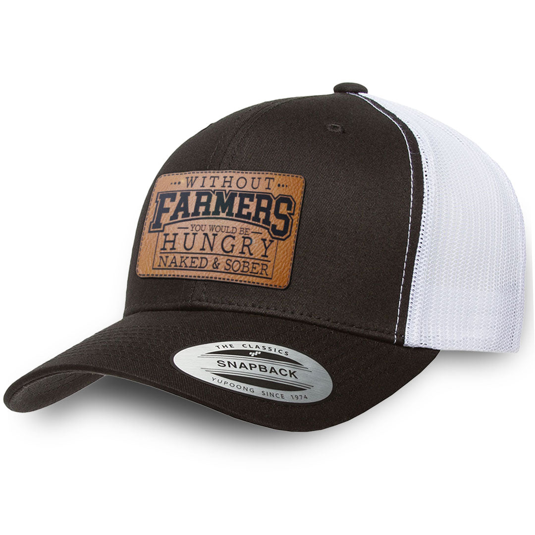 Black / White leather patch hat - Without Farmers