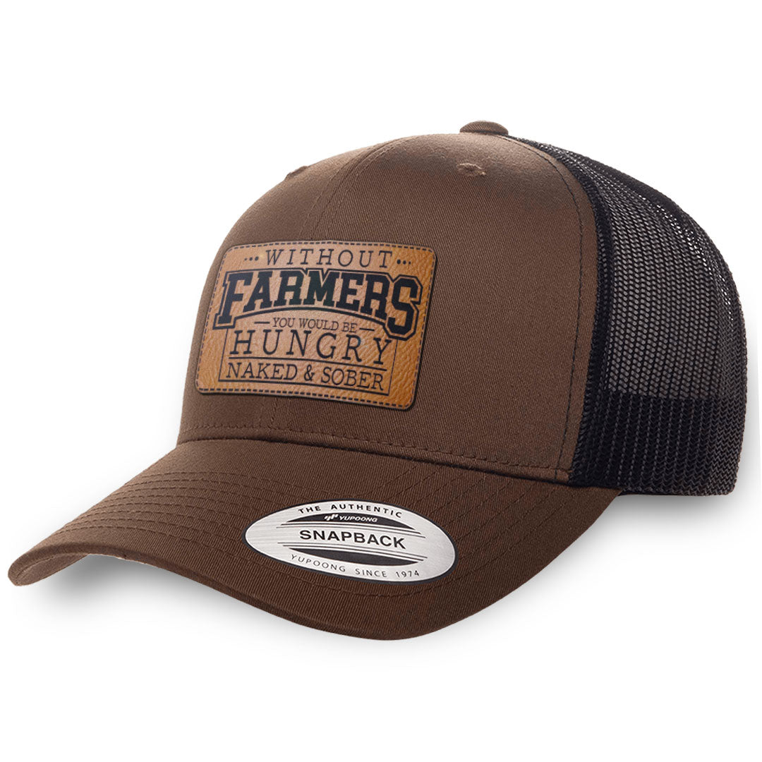 Brown / Black leather patch hat - Without Farmers