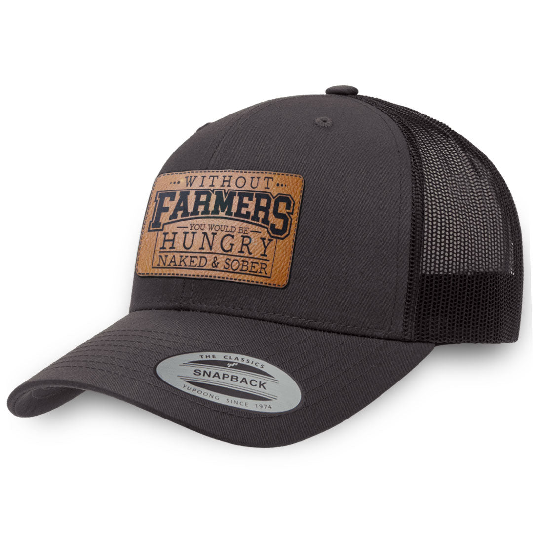 Charcoal / Charcoal leather patch hat - Without Farmers