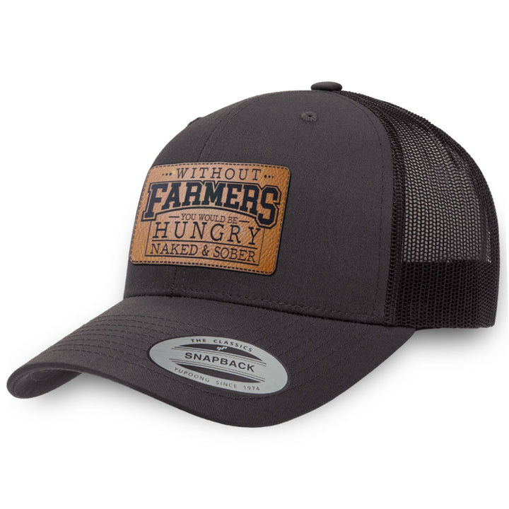 Charcoal / Charcoal leather patch hat - Without Farmers