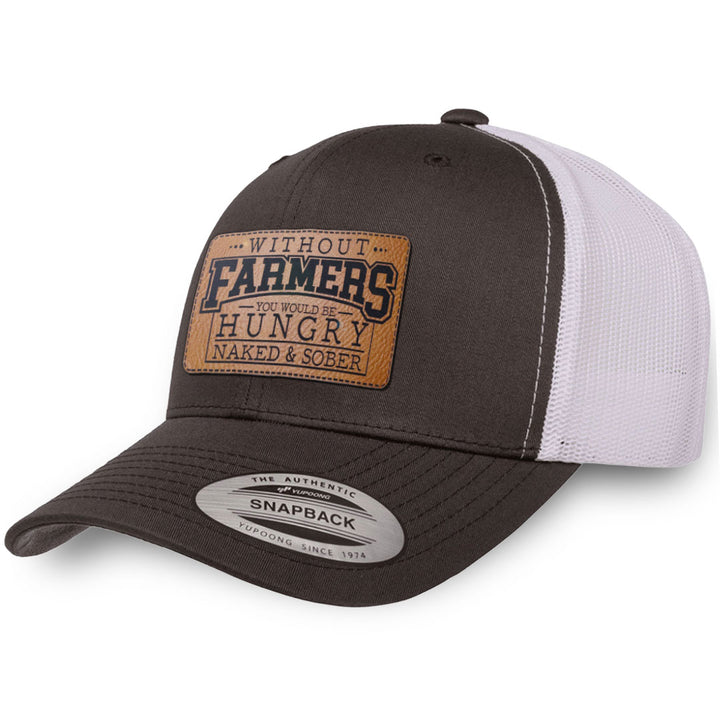 Charcoal / White leather patch hat - Without Farmers