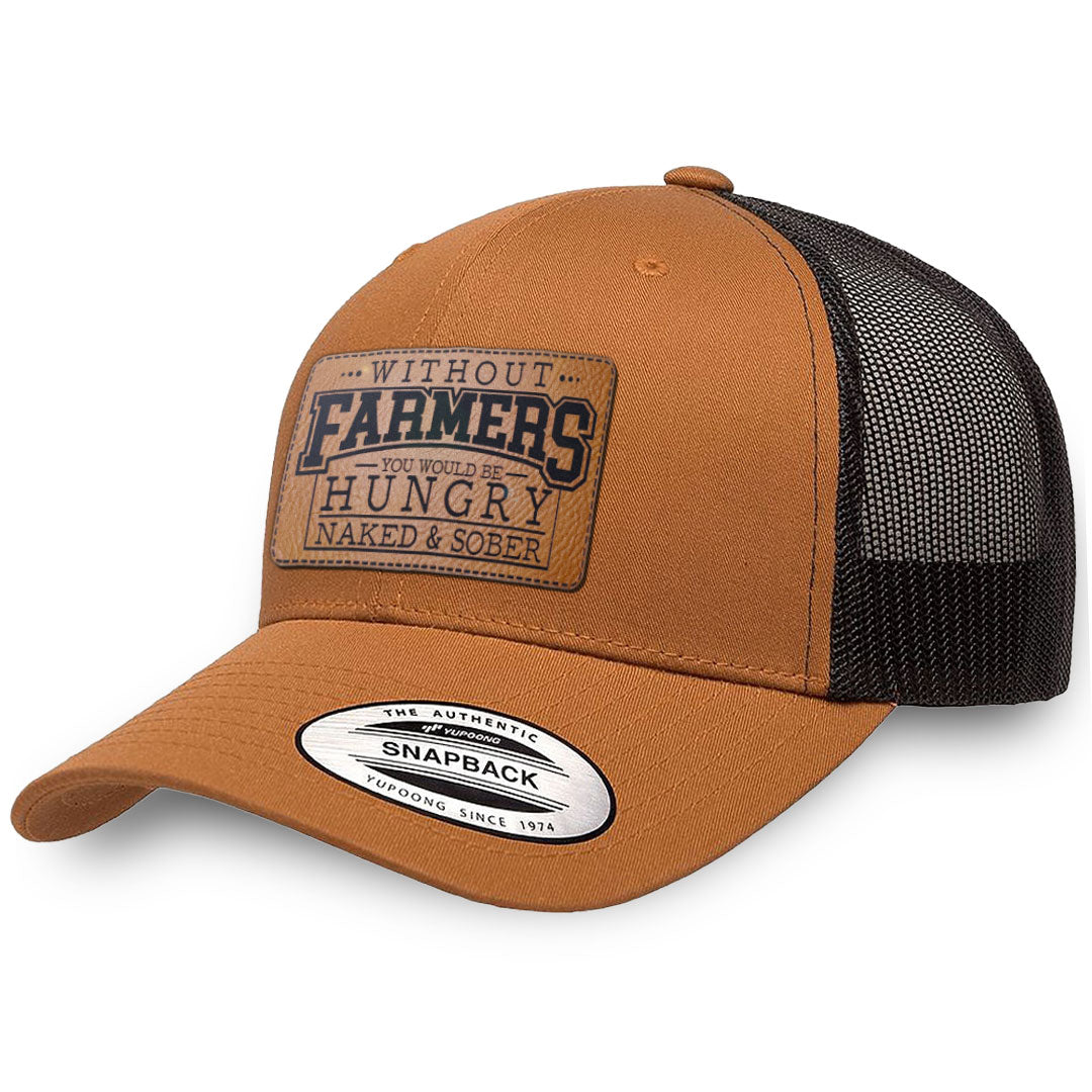 Caramel / Black leather patch hat - Without Farmers