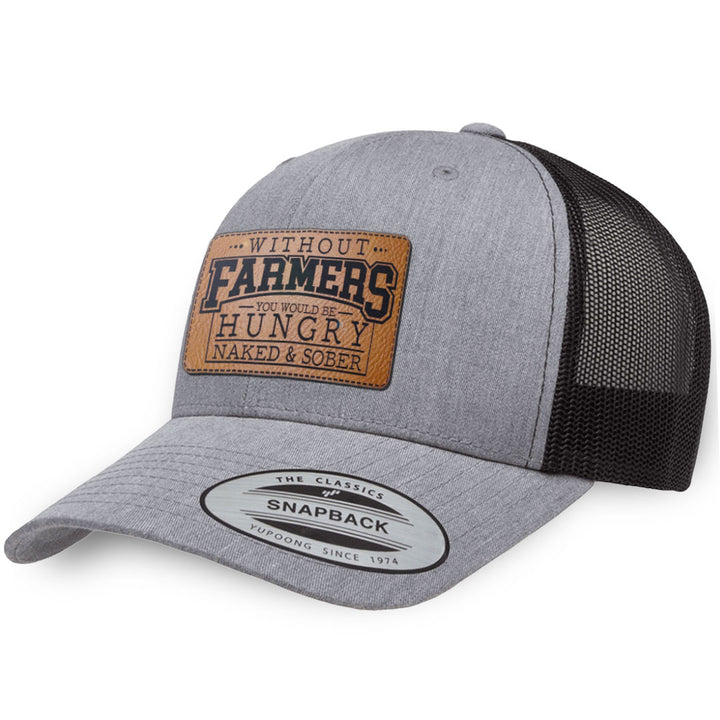 Heather Gray / Black leather patch hat - Without Farmers