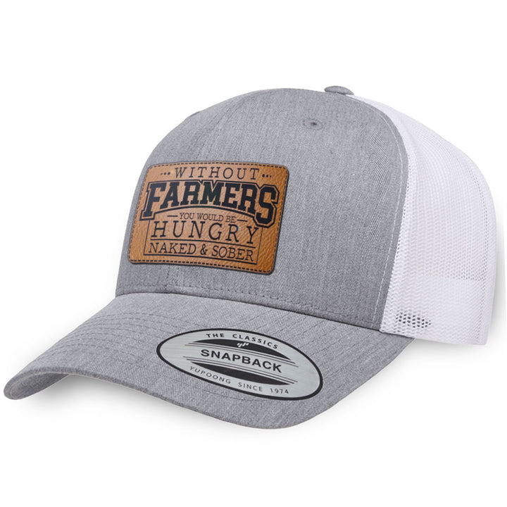 Heather Gray / White leather patch hat - Without Farmers