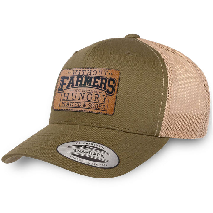 Moss / Khaki leather patch hat - Without Farmers
