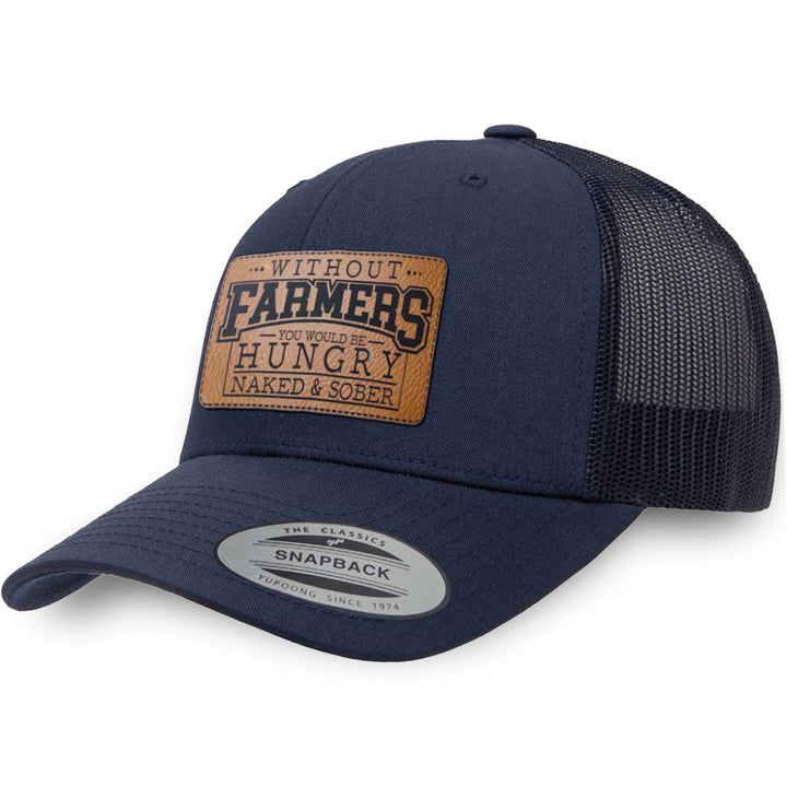 Navy / Navy leather patch hat - Without Farmers