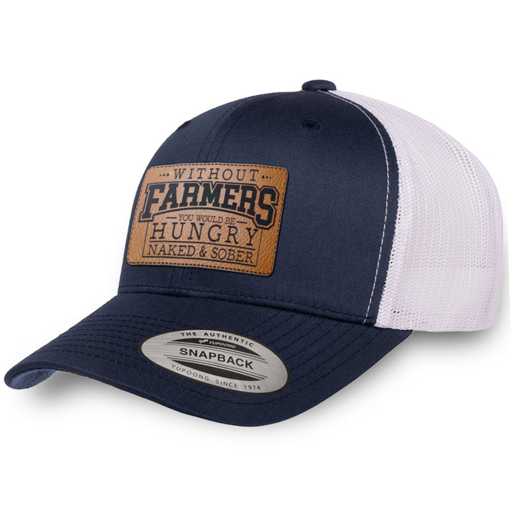 Navy / White leather patch hat - Without Farmers