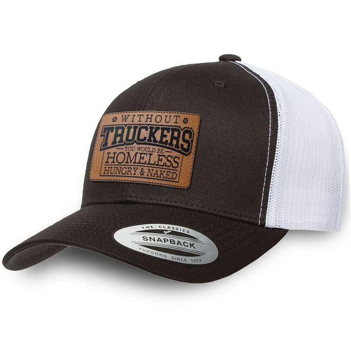 Black / White leather patch hat - Without Truckers