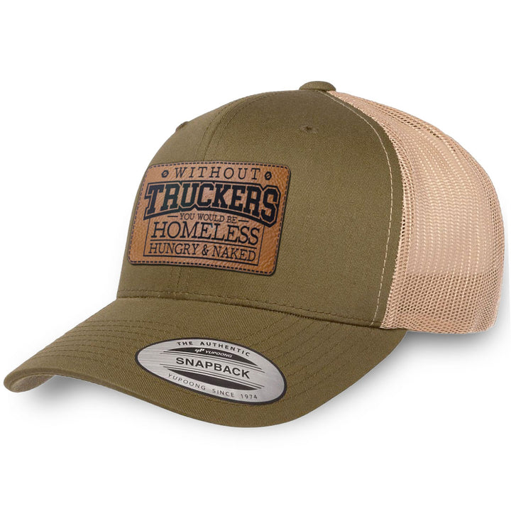 Moss / Khaki leather patch hat - Without Truckers