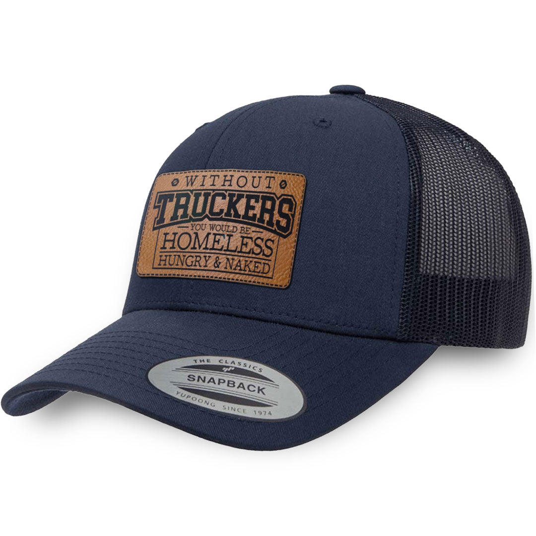 Navy / Navy leather patch hat - Without Truckers