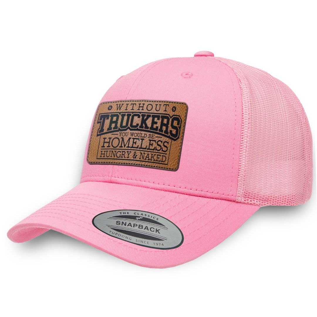 Pink / Pink leather patch hat - Without Truckers