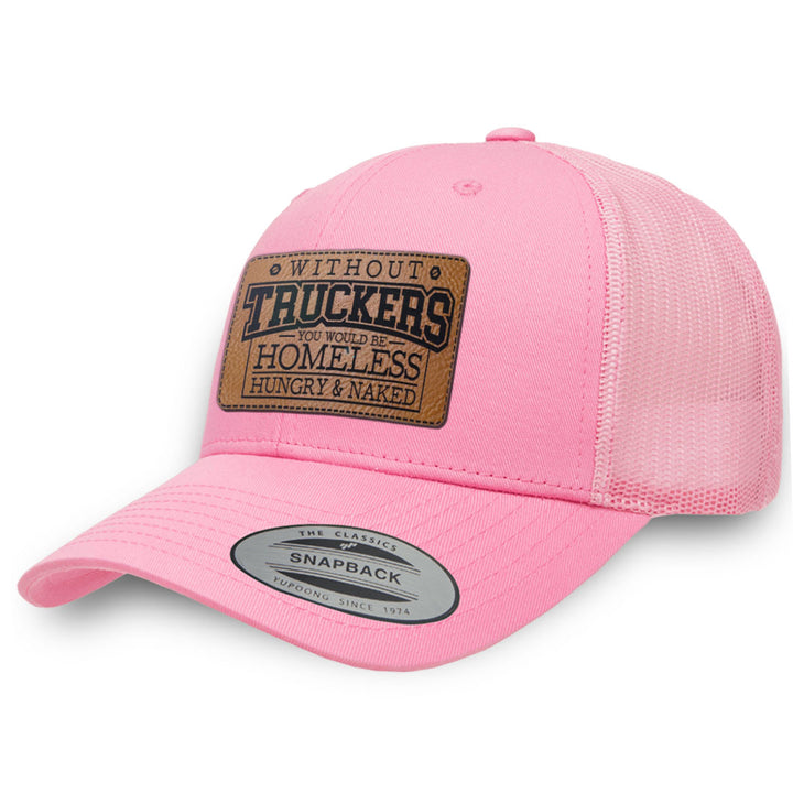 Pink / Pink leather patch hat - Without Truckers