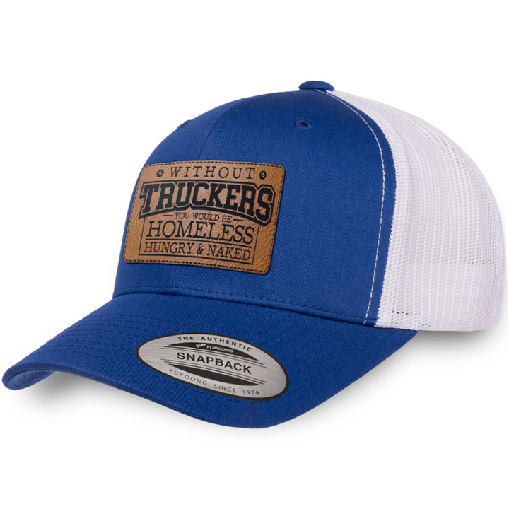 Royal Blue / White leather patch hat - Without Truckers
