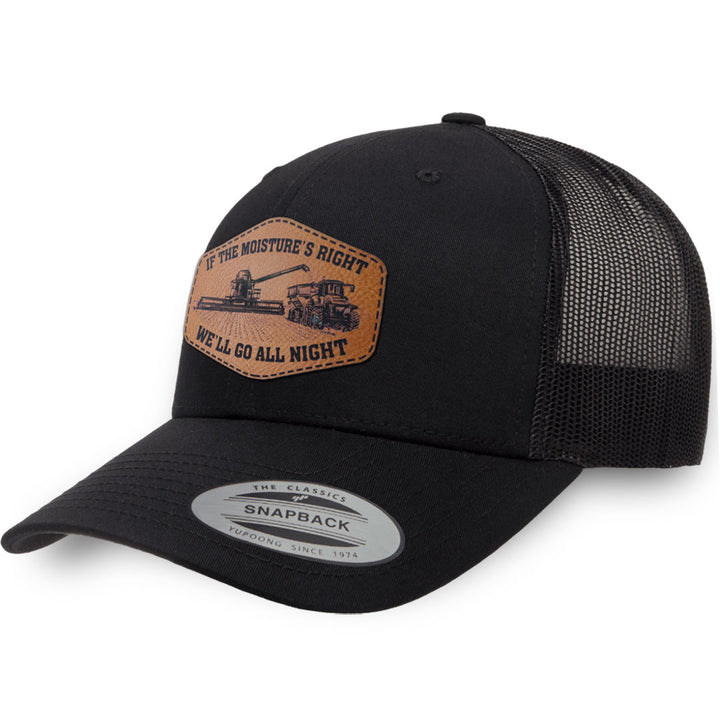 Black / Black leather patch hat - If The Moisture&