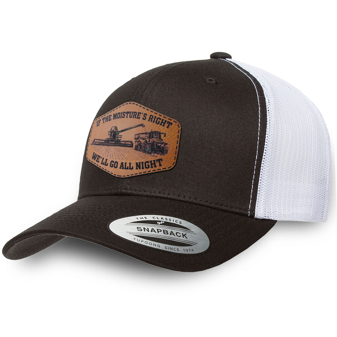 Black / White leather patch hat - If The Moisture&
