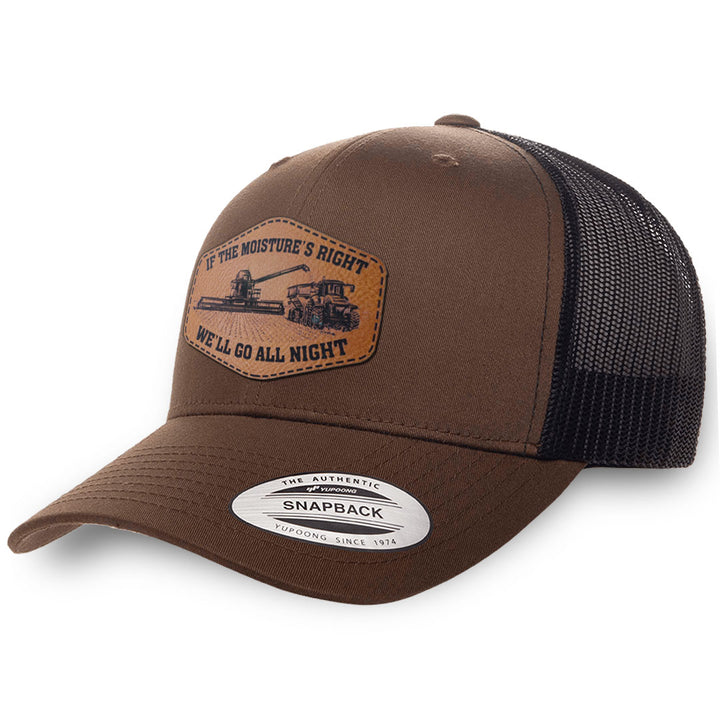Brown / Black leather patch hat - If The Moisture&