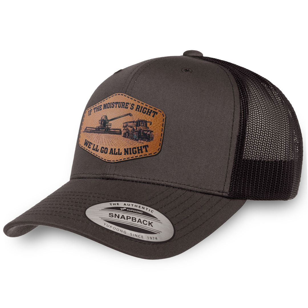 Charcoal / Black leather patch hat - If The Moisture&