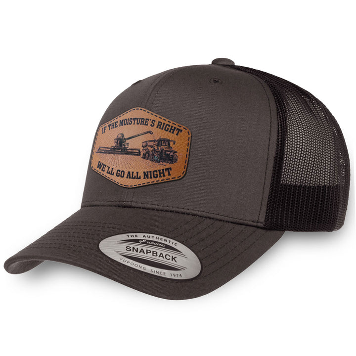 Charcoal / Black leather patch hat - If The Moisture&