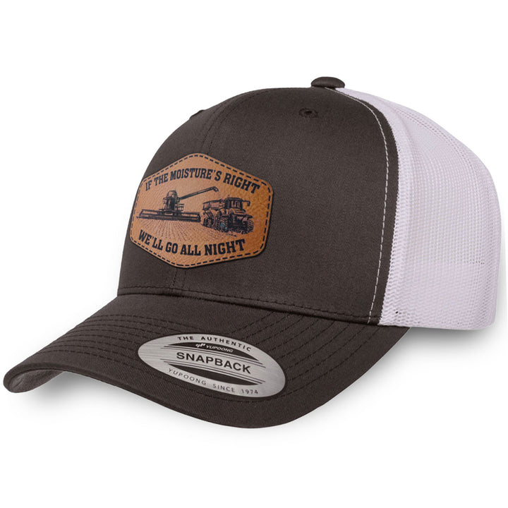 Charcoal / White leather patch hat - If The Moisture&
