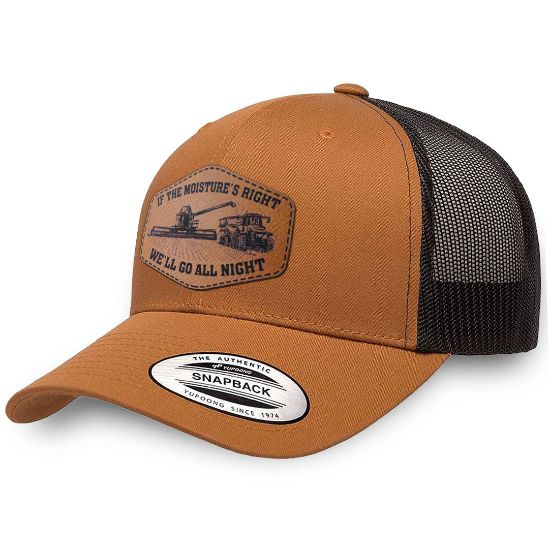 Caramel / Black leather patch hat - If The Moisture's Right