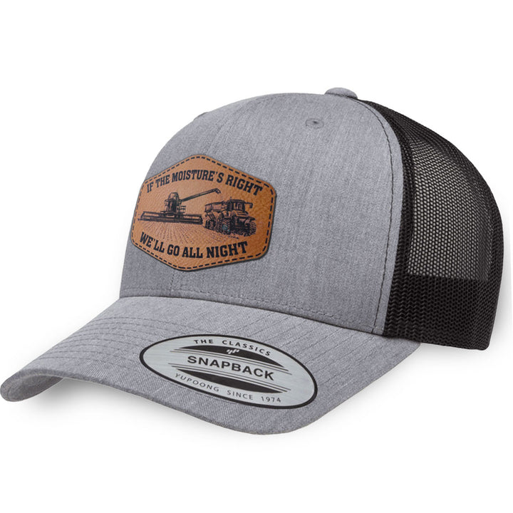 Heather Gray / Black leather patch hat - If The Moisture&