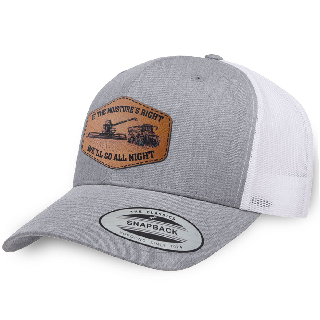 Heather Gray / White leather patch hat - If The Moisture&