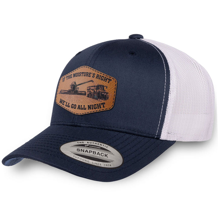 Navy / White leather patch hat - If The Moisture&